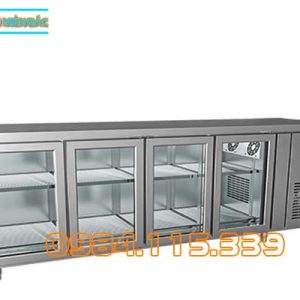 Tủ Bàn Mát Quạt Gió 4 Cánh Mở Kính 2230x600x850-1