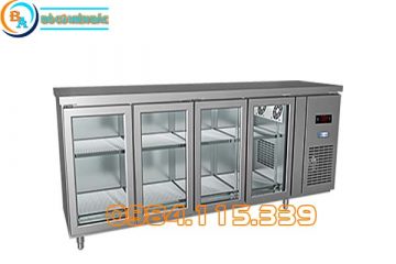 Tủ Bàn Mát Quạt Gió 4 Cánh Mở Kính 2230x750x850-1